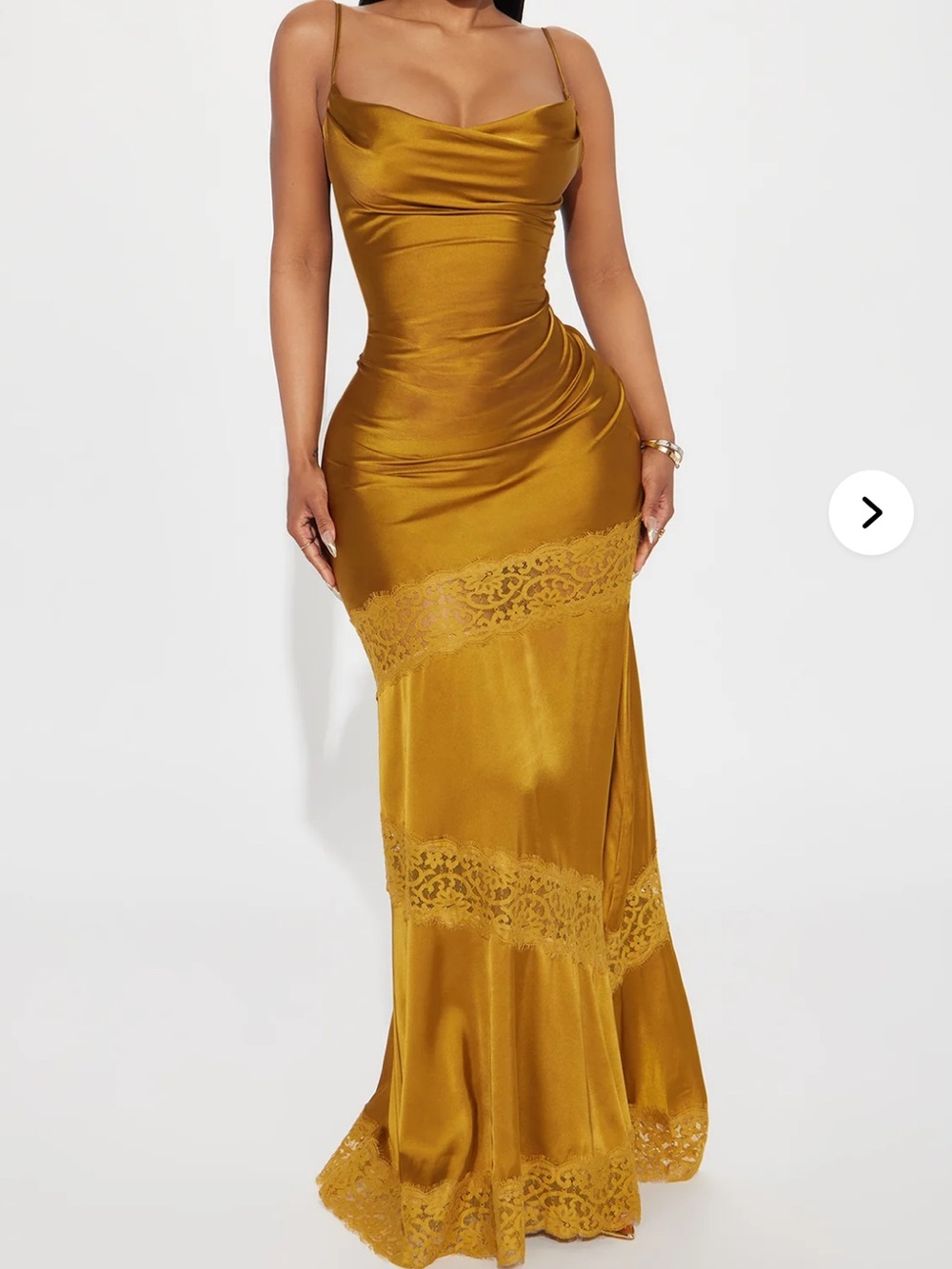 Gold Satin LaceMaxi Dress
